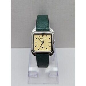 Furla Steel Collection Country Chic Square Watch Small Seconds Green New Battery